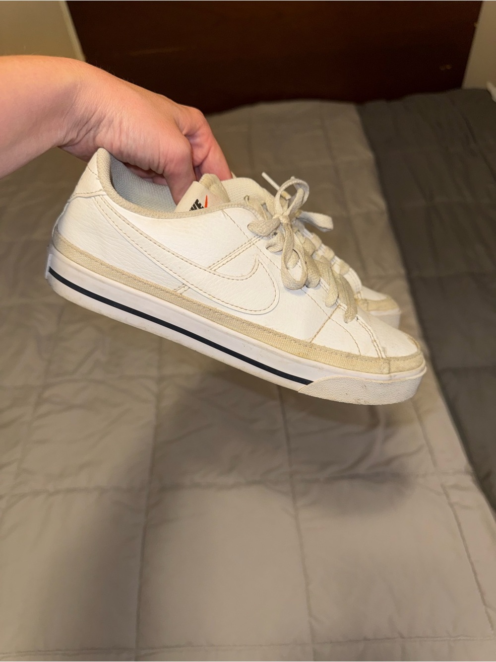 Nike White and Black Low-Top Leather Sneakers